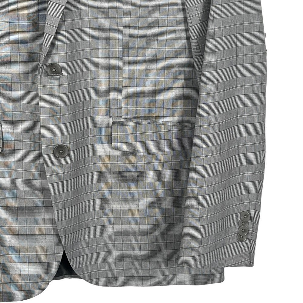 Reaction‎ Kenneth Cole Gray Techni Cole Modern Fit Windowpane Sport Coat 40L - Picture 11 of 16